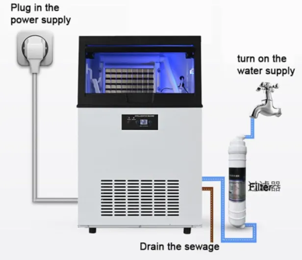 Commercial Ice Maker Machine,80kg/24H Stainless Steel Under Counter Ice Machine with 15kg Ice Storage Capacity,Freestanding Ice Maker,Cube Ice Machine for Bar,Home,Supermarkets,Restaurant