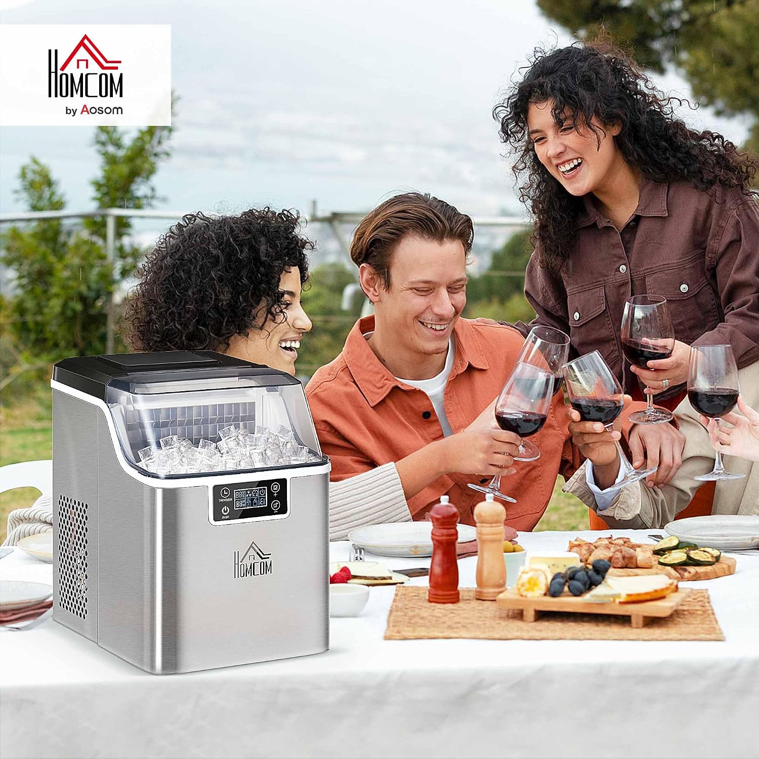 20kg/Day Ice Maker Machine Countertop Stainless Steel 3.2L Silver