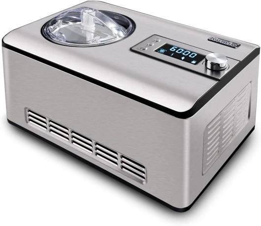 2.2-Quart Ice Cream Maker with Compressor, 2 in 1 Ice Cream Yogurt Machine, No Pre-Freezing, Stainless Steel Ice Cream Maker Machine with LCD Display, No Pre-Freezing