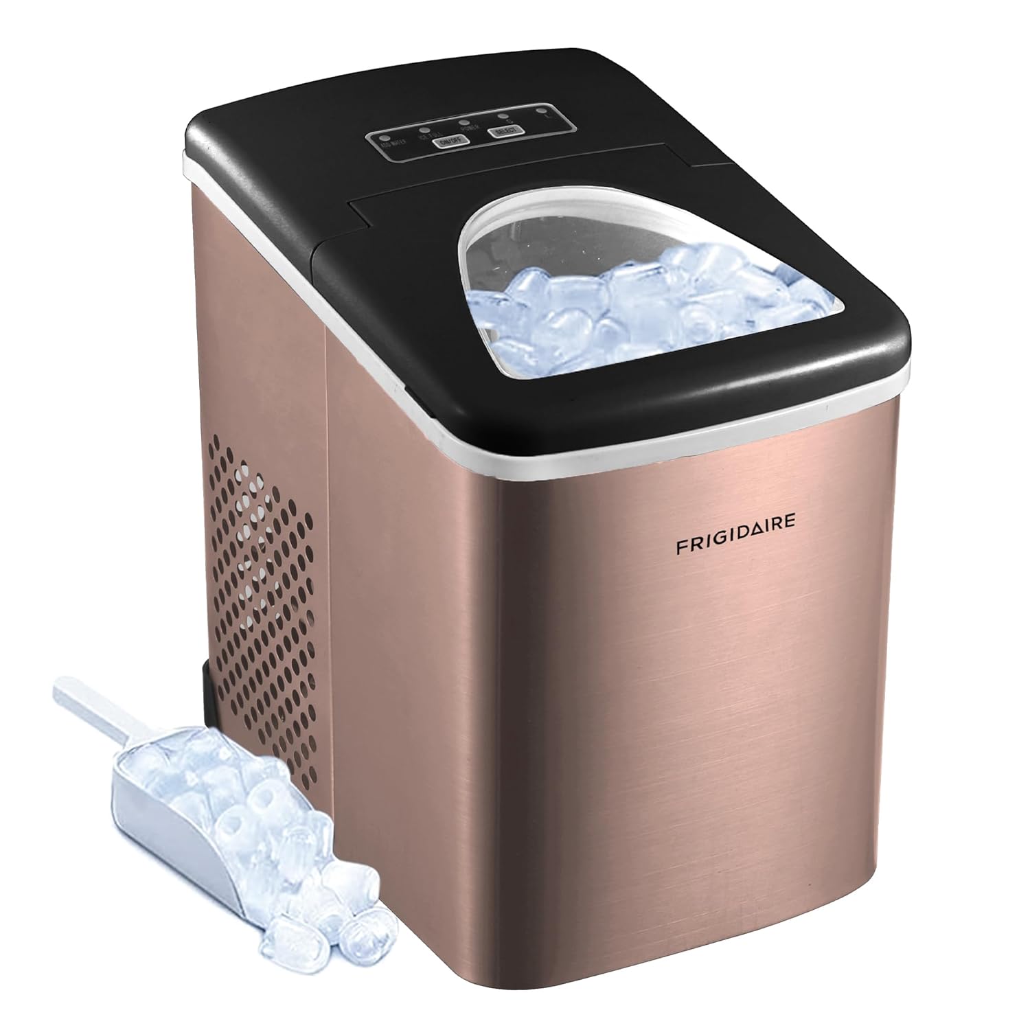 Stainless Steel Countertop Ice Maker Machine with 26 lb Capacity - Ice Machine Makes 9 Cubes Every 7-15 Minutes - Portable Ice Maker for Countertop with Ice Shovel & Drain Plug