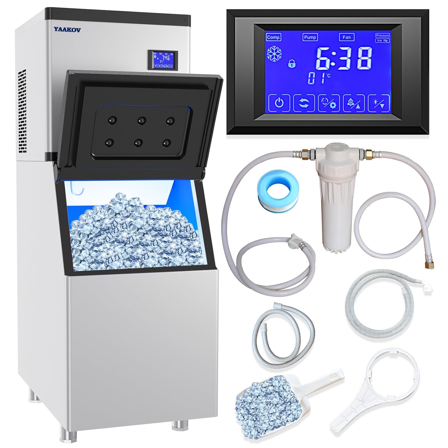 Commercial ice Maker Machine 550LBS/24H with 400LBS Bin Commercial Ice Machine Maker 22" Air Cooled Clear Cube Ice for Restaurant Bar, 110V ice Maker Commercial