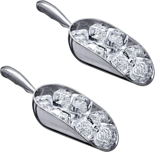 Elsa - 12-Ounce Aluminum Ice Scoops (Set of 2), Cast Aluminum Utility Scoops, Food-Grade, Good for Home and Commercial Use, NOT Dishwasher-Safe, Hand-Wash Recommended