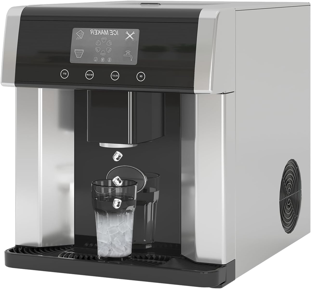 2-in-1 Bottleless Water Cooler with Ice Maker, Water Dispenser with 33lbs/24H Ice Maker, Self-Cleaning Ice Machine with Ice Scoop, 3 Size Bullet Cube, Ideal for Home, Party, Office, RV