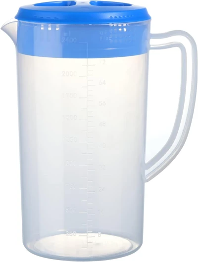 0.66 Gallon/2.5 Litre Plastic Pitcher with Lid BPA-FREE Eco-Friendly Carafes Mix Drinks Water Jug for Hot/Cold Lemonade Juice Beverage Jar Ice Tea Kettle (Navy, 81oz)