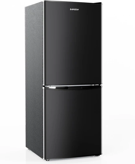4.0 Cu.Ft Small Refrigerator with Freezer, Small Fridge with Bottom Freezer, for Apartment, Bedroom, Dorm, and Office, Double Door, Black