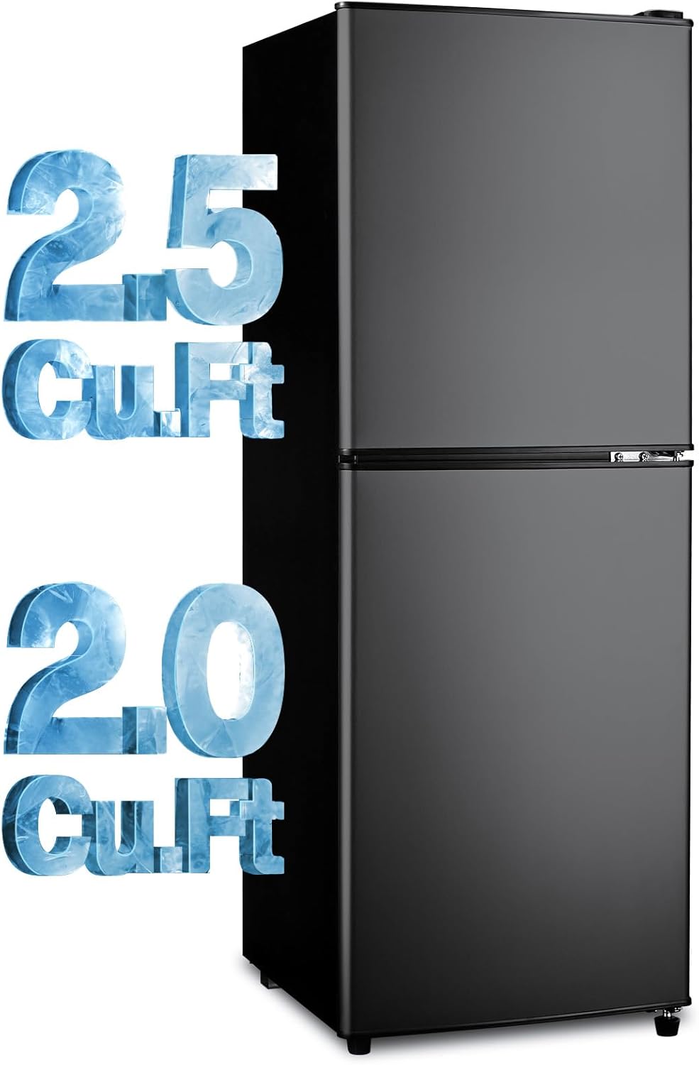 4.5 Cu.Ft Fridge with Bottom Freezer and Drawer, 2 Door Refrigerator with 7 Adjustable Temperature Settings for Bedroom, Dorm, Office, Apartment, Large Capacity, Black