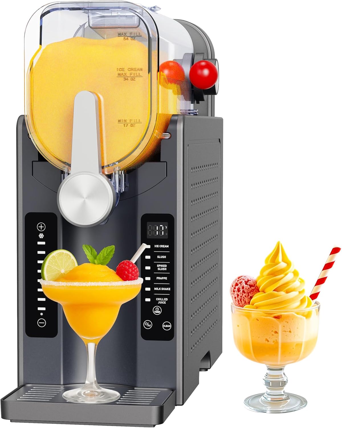 Slushie Machine: No Ice Needed All-in-One Slushy Maker for Home, Real-Time Temp Display, Auto-Clean, 6 Preset - Frozen Margaritas, Cocktails, Frappés, Ice Cream, Smoothies, Milkshakes,Summer Parties