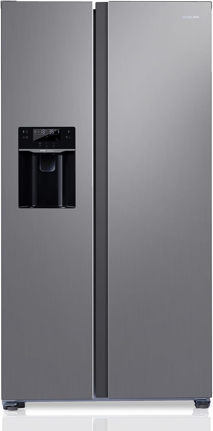 Upgraded 18.1 Cu - Ft 36 Inch W - Side-by-Side Stainless Steel Refrigerator with Ice Maker, Water Dispenser, Inverter Compressor, Auto Defrost – for Home, Kitchen, or Office
