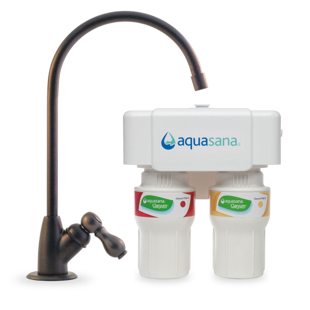 Under Sink Water Filter System - Reduces PFAS, Lead, & Chlorine in Drinking Water - Under Counter Claryum Filtration for Kitchen - 2-Stage - Oil-Rubbed Bronze Faucet - AQ-5200.62