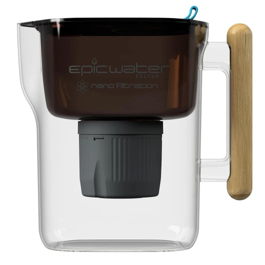 Epic Nano - Water Filter Pitchers for Drinking Water - 10 Cup - 150 Gallon Filter - Gravity Water Filter (Black & Bamboo)