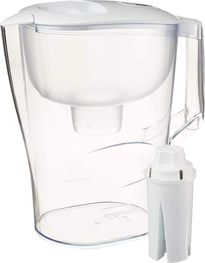 10-Cup Water Pitcher with Filter, Compatible with Brita, 1 Pack, White