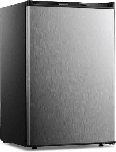 Small Freezer Upright, 3.0 Cu.ft Mini Freezer with Adjustable Thermostat, Removable Shelves, Reversible Single Door, Stand Up Freezer for Bedroom/Home/Dorms/Apartment (Stainless Steel) 3.0 Cu.ft Stainless Steel