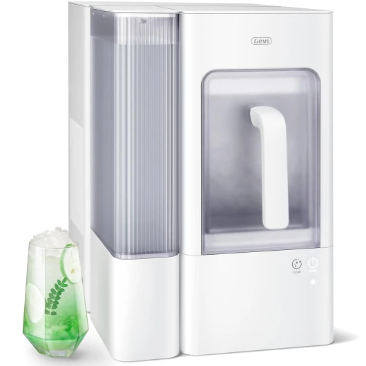 Adella Nugget Ice Maker Countertop with 1 Gallon Side Tank, 40lbs/24H Nugget Ice Machine with Self-Cleaning, Pellet Ice Maker with Leak-Proof Ice Basket,White 15.8"D x10.8"W x 16.6"H Portable Ice Basket