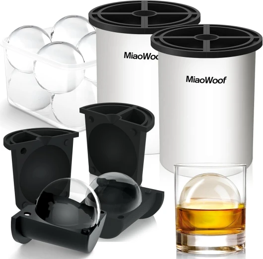 Clear Ice Cube Maker, 2.5 Inch Stainless Steel Crystal Large Clear Ice Ball Maker, Silicone Ice Cube Mold for Cocktails, Drinks & Bourbon, Whiskey Gifts for Men (2 Pack)