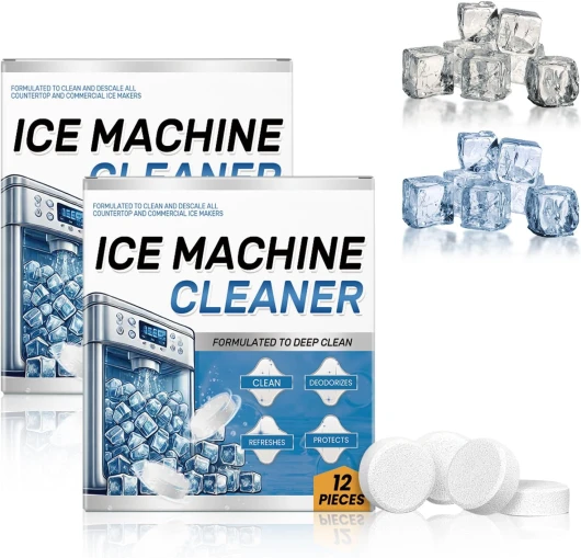 Ice Machine Cleaner Maker Descaler - 24 Clean Tablets- Bulk 1 Year Supply, Compatible with Opal,Frigidaire, Nickel Safe Scale Remover for Countertop, Nugget Ice Makers