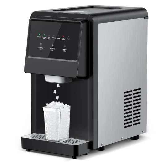Nugget Ice Maker Countertop, Pellet Crushed Chewable Ice Cubes 70Lbs/24H Ice Dispenser Countertop Stainless Steel Ice Maker Machine with Self-Cleaning for Home Office Kitchen Party