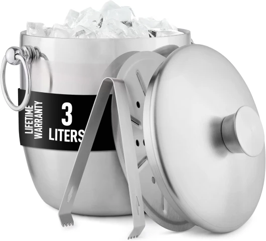 Premium Stainless Steel Double-Wall Insulated Ice Bucket Kit – 3L, Leak-Proof, Stylish Drink Cooler for Parties, Cocktails, Wine, and Whiskey – Perfect for Home & Bar Use