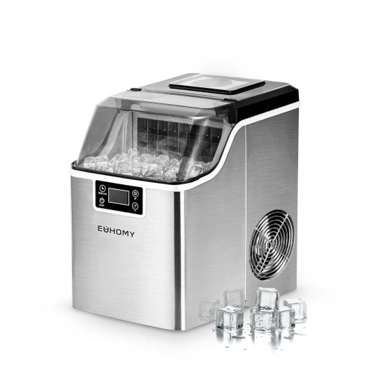 Ice Cube Maker Machine Countertop, 2 Ways to Add Water, 45Lbs/Day 24 Pcs Ready in 13 Mins, Self-Cleaning Portable Compact, with Ice Scoop & Basket, Perfect for Home/Kitchen/Office/Bar