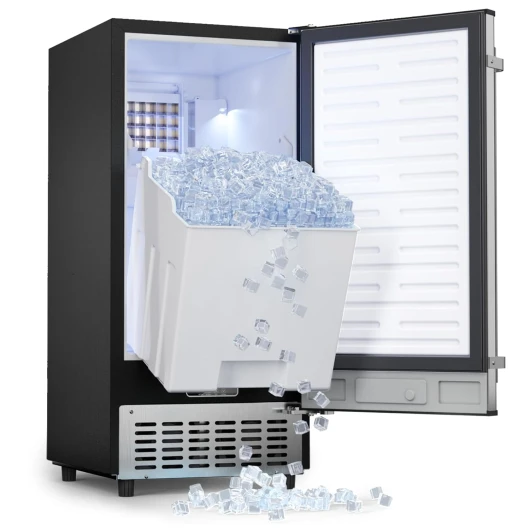 15 Inch Commercial Under Counter Ice Maker Machine, 100lbs/Day Stainless Steel Built-in Freestanding Ice Maker with 30lbs Storage Bin, Self-Cleaning, Under Cabinet Ice Machine for Home Office