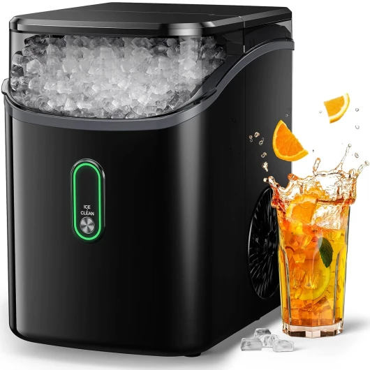 Nugget Ice Maker Countertop, Pebble Ice Maker with Soft Chewable Ice, One-Click Operation Ice Machine with Self-Cleaning, 33lbs/24H for Home,Kitchen,Office Black 33lb