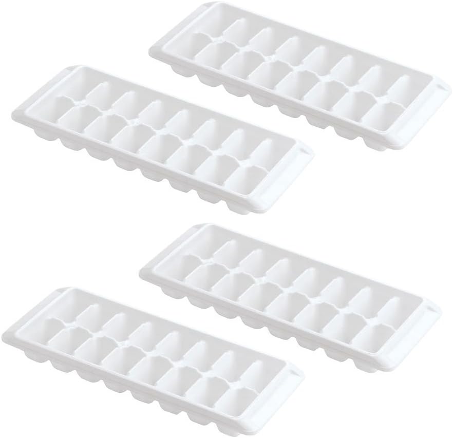 Easy Release White Ice Cube Tray, 16 Cube Trays (Pack of 4) (4 Pack - 64 Cubes) Ice Trays