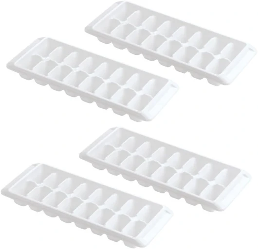 Easy Release White Ice Cube Tray, 16 Cube Trays (Pack of 4) (4 Pack - 64 Cubes) Ice Trays