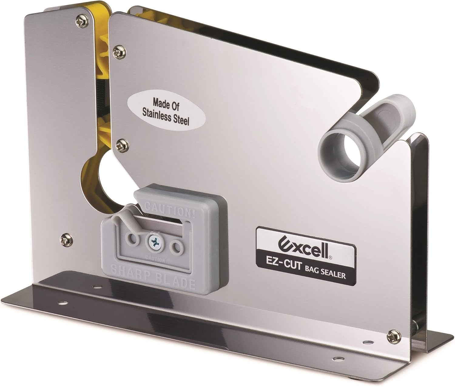 WOD ET-605K Stainless Steel Constructed, Produce Bag Sealers Taper Dispenser with Trimmer Blade - Ideal for Packaging Ice Bags, Ground Meats, & More: Fits Up to 1/2 inch Wide (Holds 3 inch Core) Unit