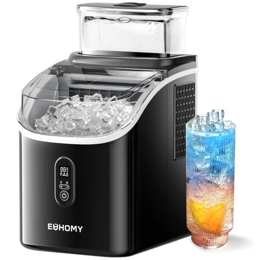 Ice Cube Maker Machine Countertop with External Water Tank, 34Lbs, 16Pcs Ready in 13 Mins, 2 Ways to Add Water, Auto-Cleaning, with Ice Scoop & Basket, for Home/Kitchen/Office/Bar (Black) 34lbs Black