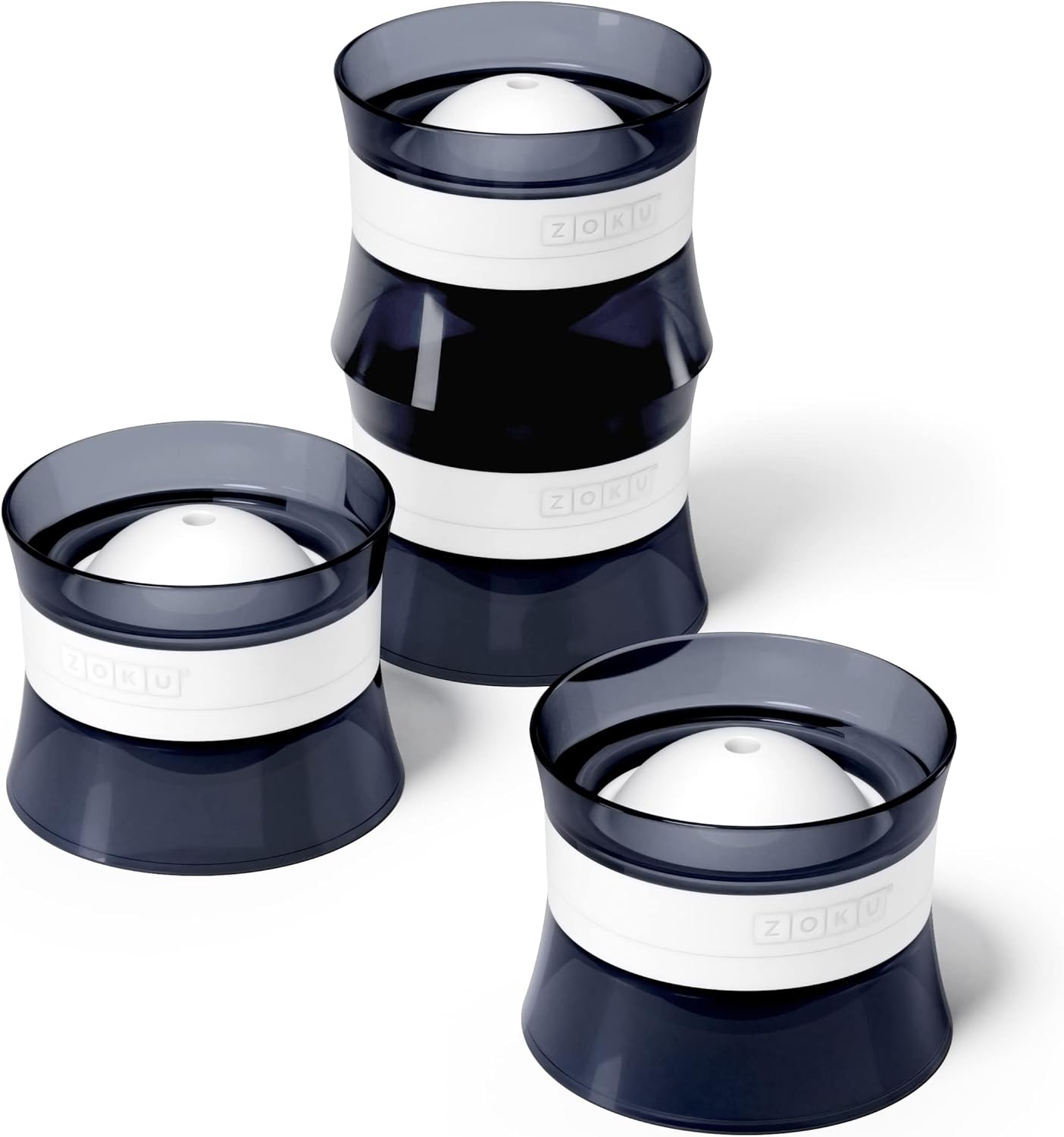 Set of 4 Silicone Ice Sphere Molds, Stackable 2.5-Inch Ice Ball Makers, Keep Drinks Colder Longer with Less Dilution, Easy-Release, Black Black, 2 Sets of 2