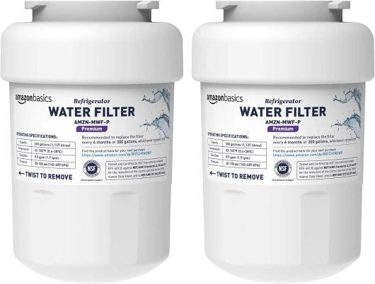 Replacement Water Filter Cartridge Compatible with GE MWF Refrigerator, Pack of 2 Premium, NSF 42, 53 & 401 Pack of 2