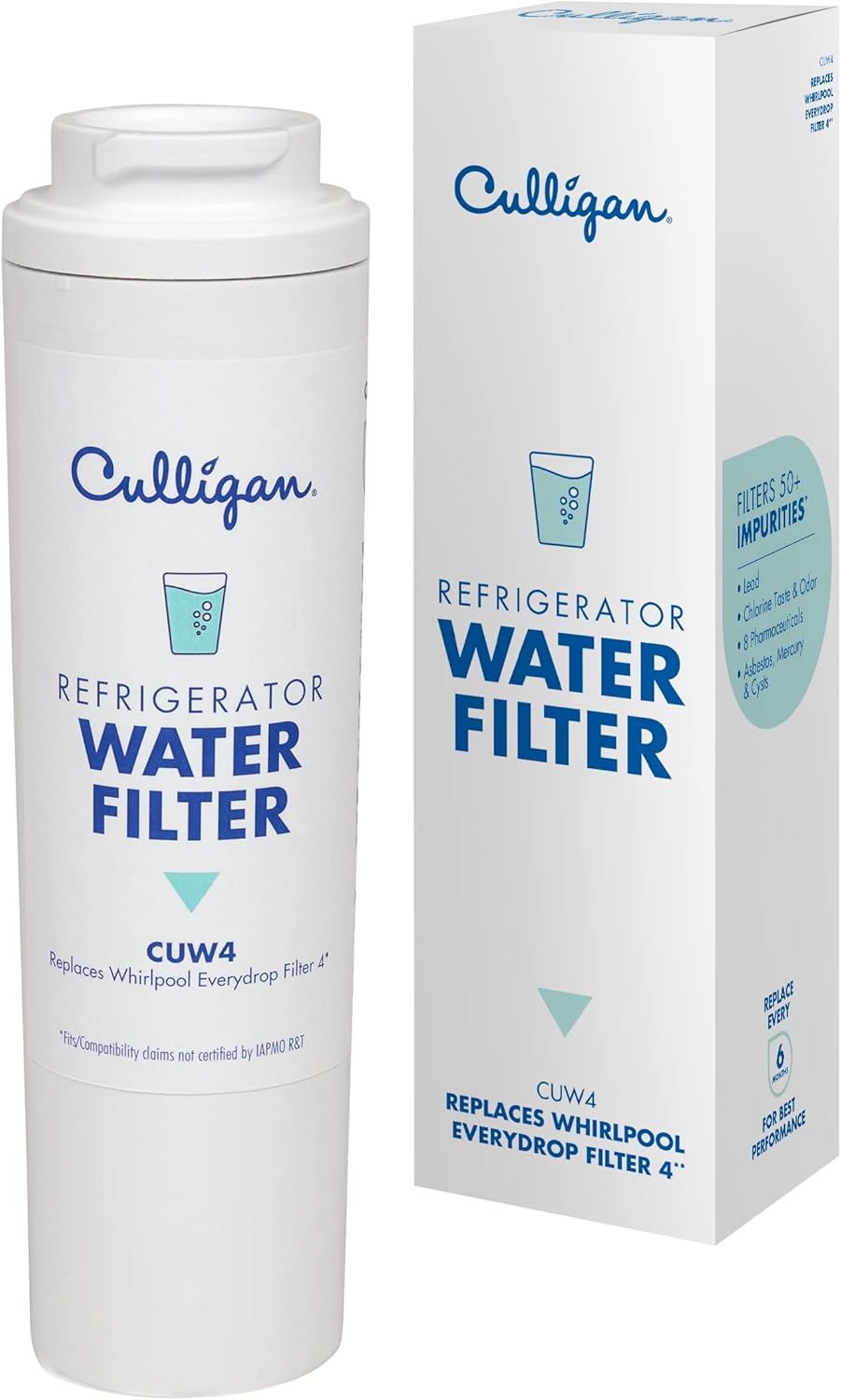 CUW4 Refrigerator Water Filter - Replacement for Whirlpool Water Filter 4 (EDR4RXD1) - Replace Every 6 Months - Pack of 1