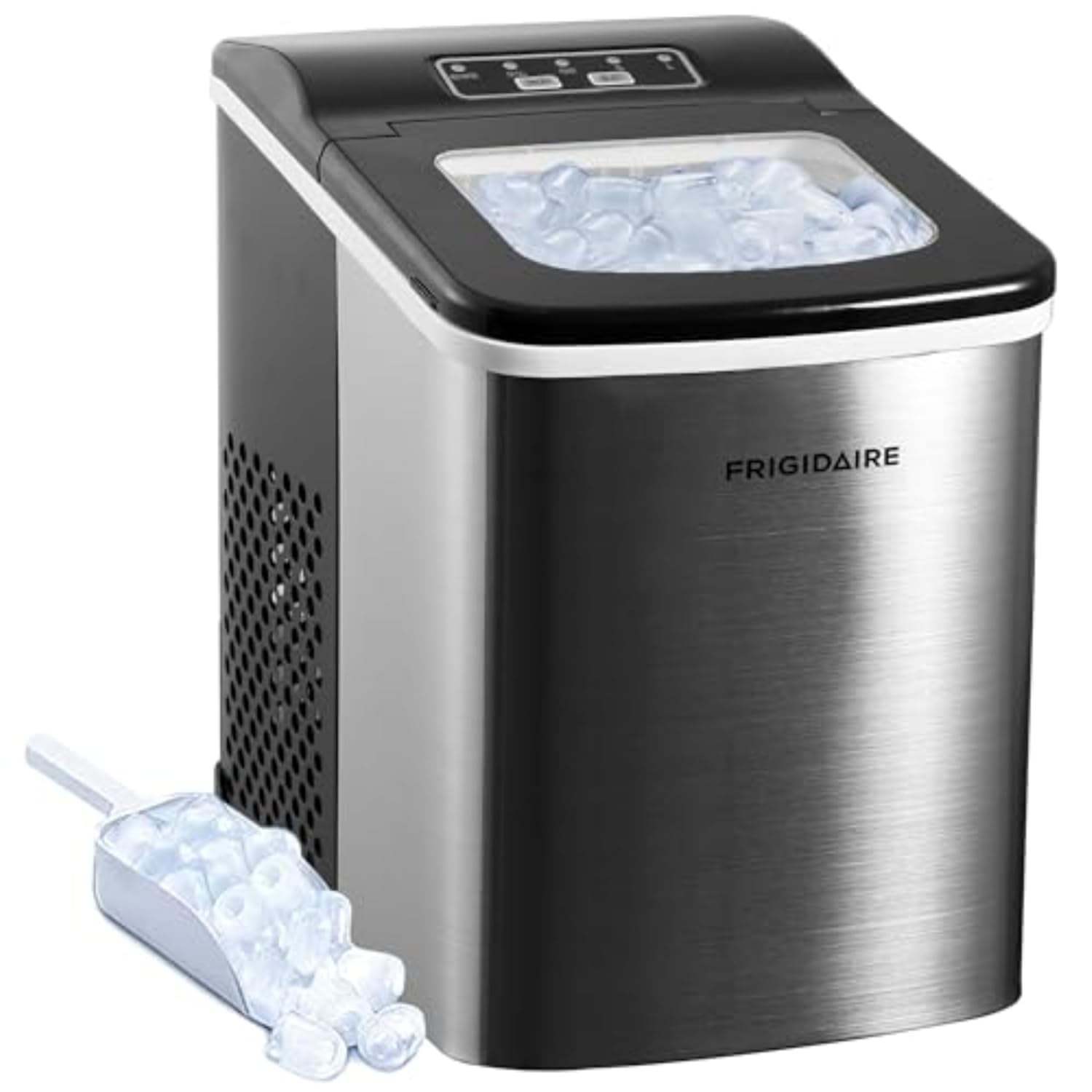 Compact Countertop Ice Maker, Makes 26 Lbs - of Bullet Shaped Ice Cubes Per Day, Silver Stainless