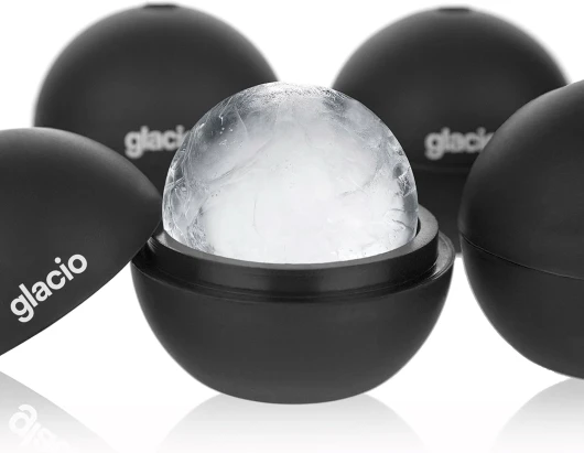 Round Ice Cube Molds – Large Whiskey Ice Ball Maker - BPA-Free Silicone Sphere Mold for Bourbon Cocktails Scotch & Home Bar - Slow-Melting Ice Balls Black - 4 Pack