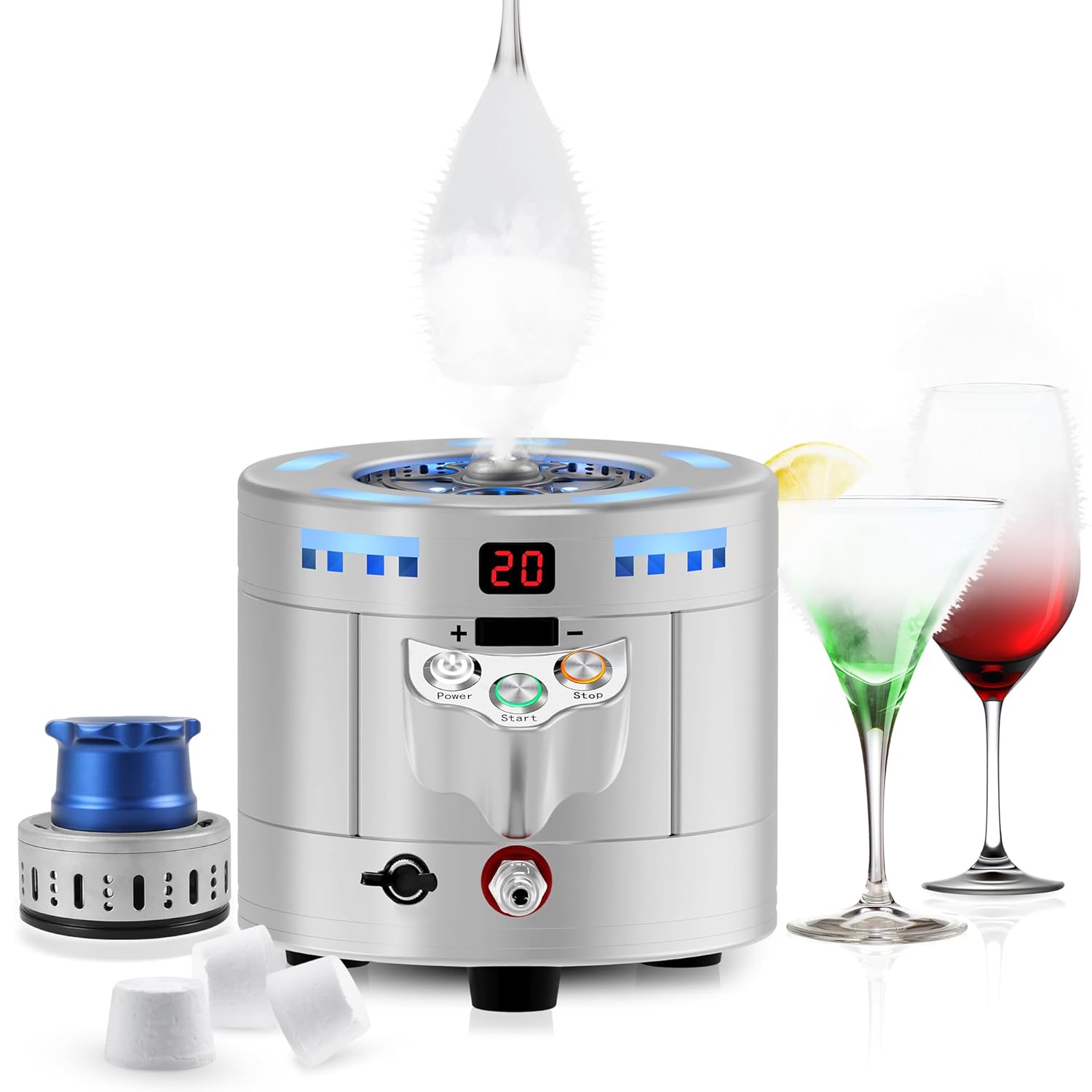 Dry Ice Maker Machine & Fast Glass Chiller, Food Grade Dry Ice Maker with Quick CO2 Dry Ice Making and Instant Cups and Glass Froster, Portable Dry Ice Machine for Bars, Restaurants, Clubs, Hotels