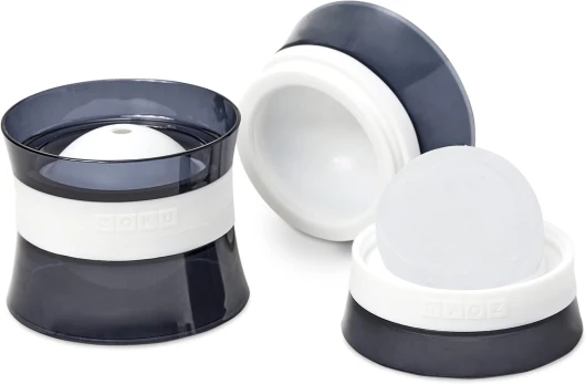 Set of 2 Silicone Ice Sphere Molds, Stackable 2.5-Inch Ice Ball Makers, Keep Drinks Colder Longer with Less Dilution, Leak-free, Easy-Release, Black