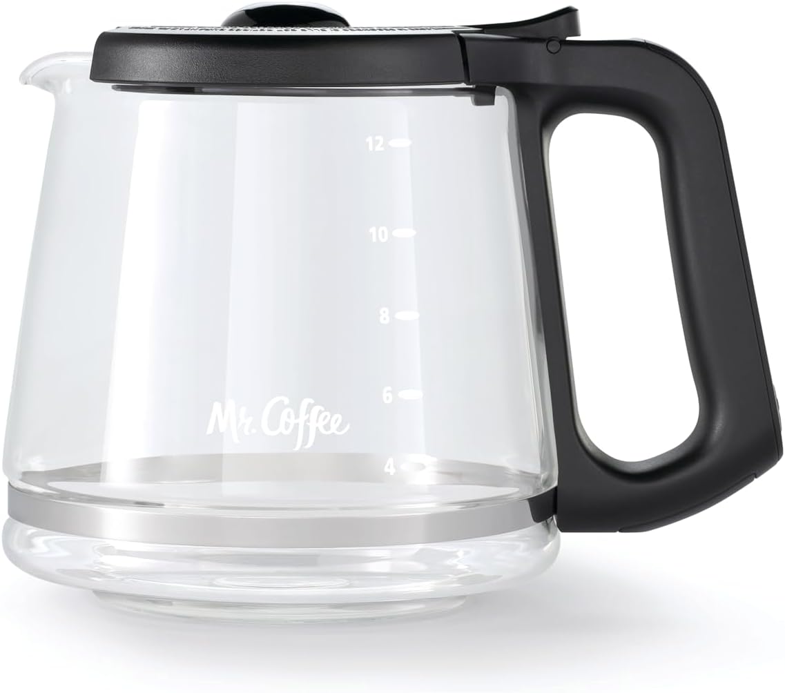Mr - Coffee 12-Cup Replacement Carafe – Compatible with Mr - Coffee 12 Cup Machines, Glass Pot with Black Handle