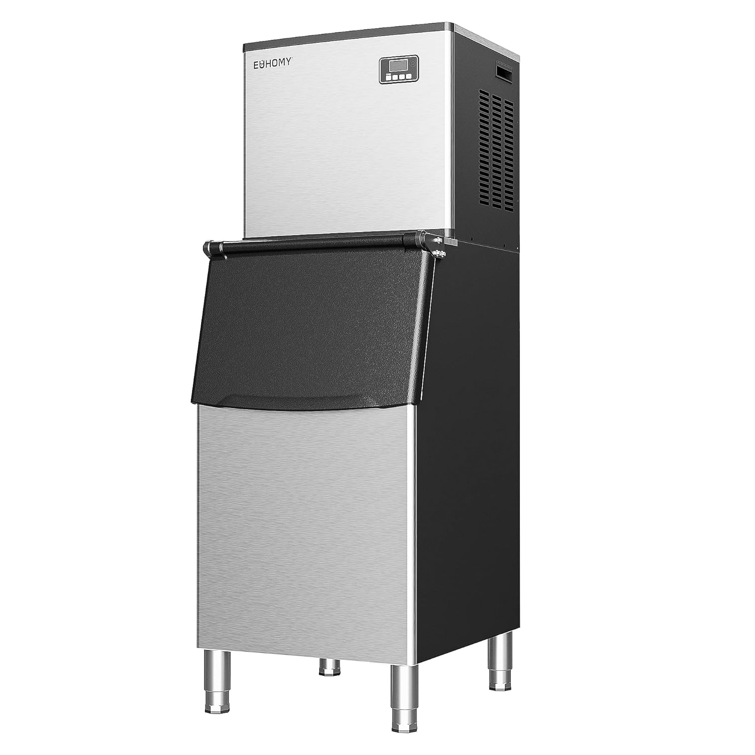 Commercial Ice Maker Machine 400Lbs/24H, SECOP Compressor&ETL Approval, Industrial Ice Machine, 250Lbs Storage, Ice Ready in 8-15 min, Stainless Steel Ice Maker for Bar/Cafe/Restaurant/Business 400lbs Silver