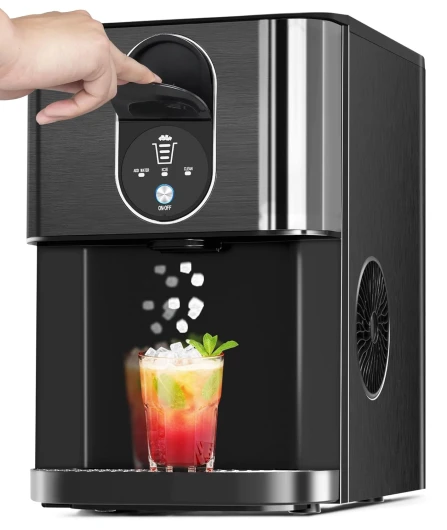 Nugget Ice Maker Countertop, 44lbs/24H Soft Chewable Pellet Ice Maker Machine Dispenser with Water Reservoir, Self-Cleaning, Pebble Ice Machine for Home Kitchen, Office, Black Stainless