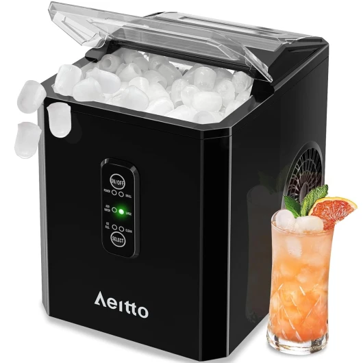 Ice Makers Countertop, 9 Ice Cubes Release in 6 Mins, 26Lbs/24H, 2 Sizes of Bullet Ice Machine,Self-Cleaning Portable Ice Maker with Ice Scoop and Basket for Home Kitchen Office RV Bar, Black