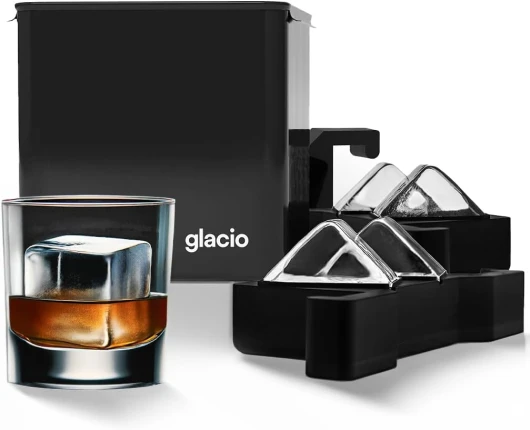 Clear Ice Maker Set – Crystal Clear Ice Ball & Cube Molds for Whiskey and Cocktails - Dilution-Free Directional Freezing Design - Easy Removal 4 Cavity - Cube