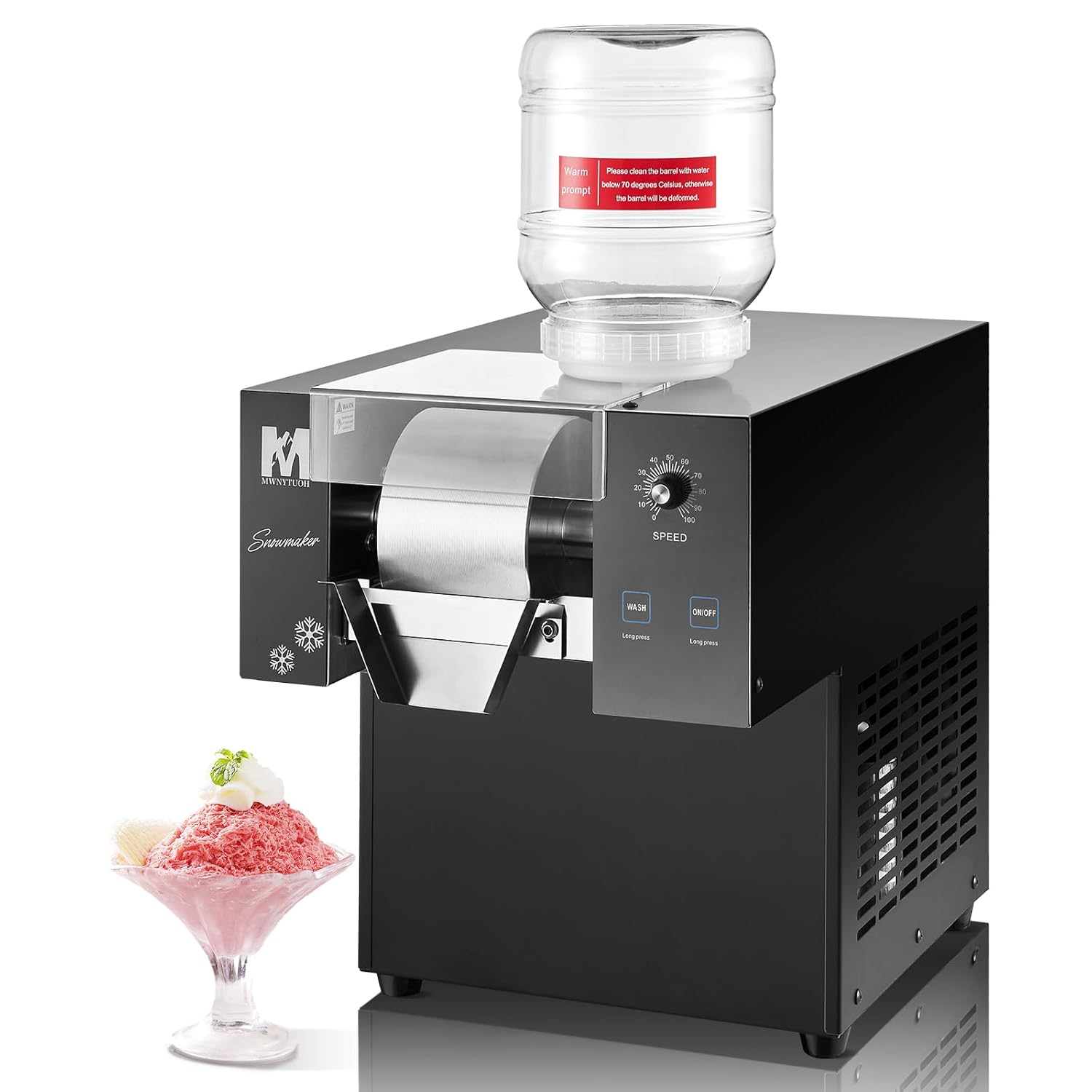 Snowflake Ice Machine, 330.6LBS/24H 660W Shaved Ice Machine, Rapid Cooling, Food-Grade Stainless Steel Material, Snowflake Ice Maker for Dessert, Ice Cream,Suitable for Party＆Commercial Use 1 660W Snowflake Ice Machine