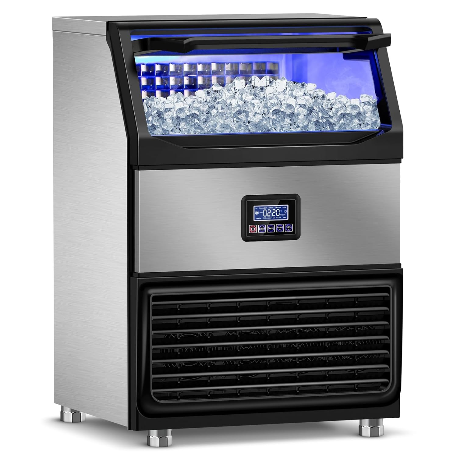 Commercial Ice Machines, 350Lbs/24H with 75Lbs Storage Bin, 108Pcs Ice Cubes 8Mins, Freestanding Large Ice Machine with Water Filter and Ice Scoop for Home Bar Office Restaurant 350Lbs/24H 1