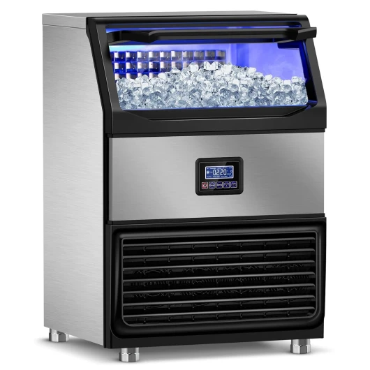 Commercial Ice Machines, 350Lbs/24H with 75Lbs Storage Bin, 108Pcs Ice Cubes 8Mins, Freestanding Large Ice Machine with Water Filter and Ice Scoop for Home Bar Office Restaurant 350Lbs/24H 1
