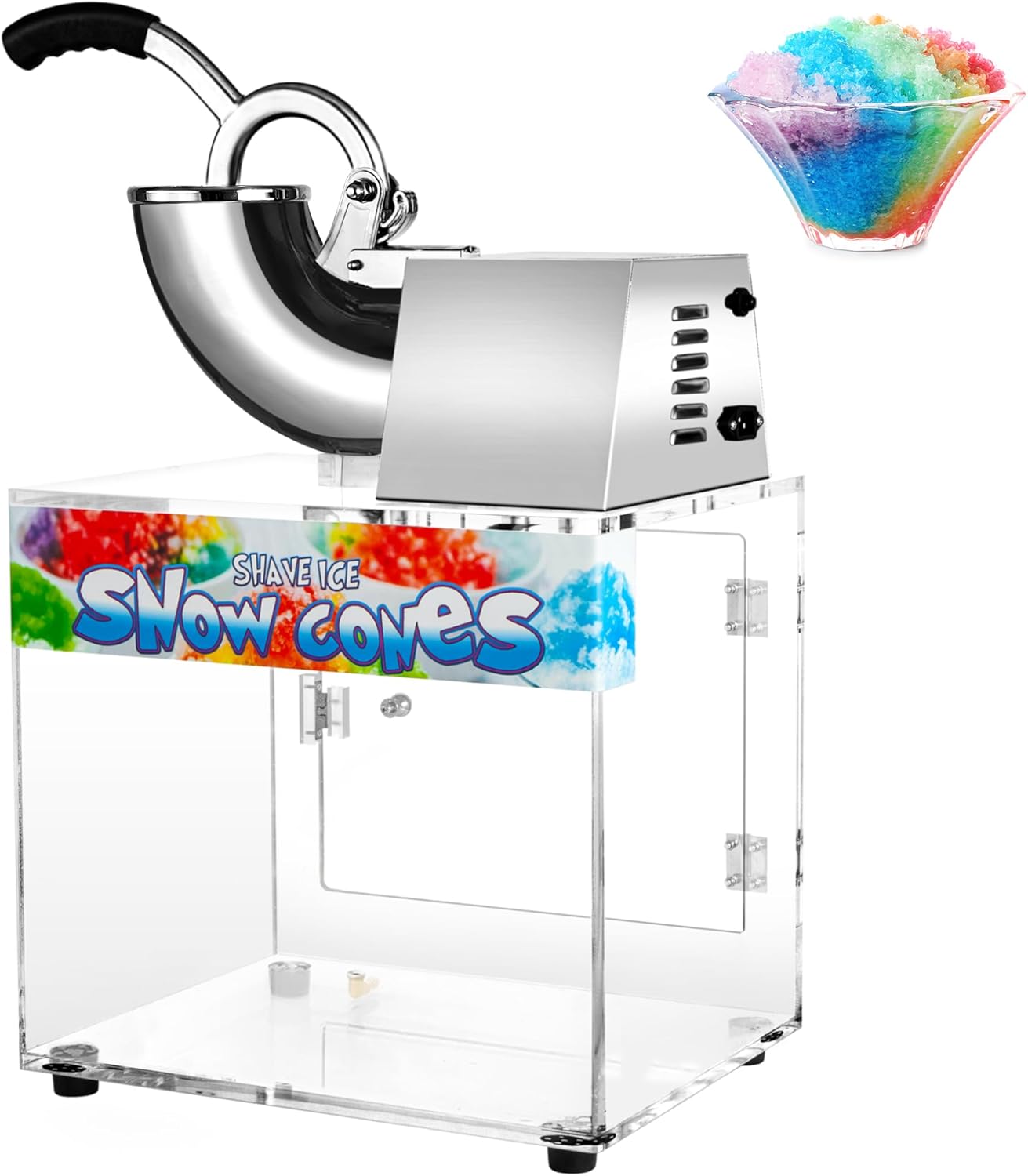 48L Snow Cone Machine, 500LB/H Commercial Shaved Ice Machine, 300W Electric Ice Shaver Machine, Suitable for Party Activities, Family Gatherings, Events Acrylic