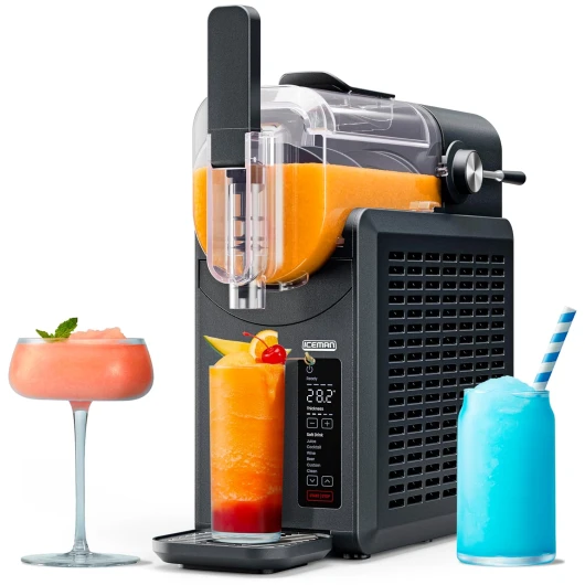 Slush-Ease Slushie Machine, Frozen Drink Maker & Slushy Machine with 5 Presets + Custom Option, Easy-Dispensing Lever for Frozen Margaritas, Frappes, and Slushies - Black