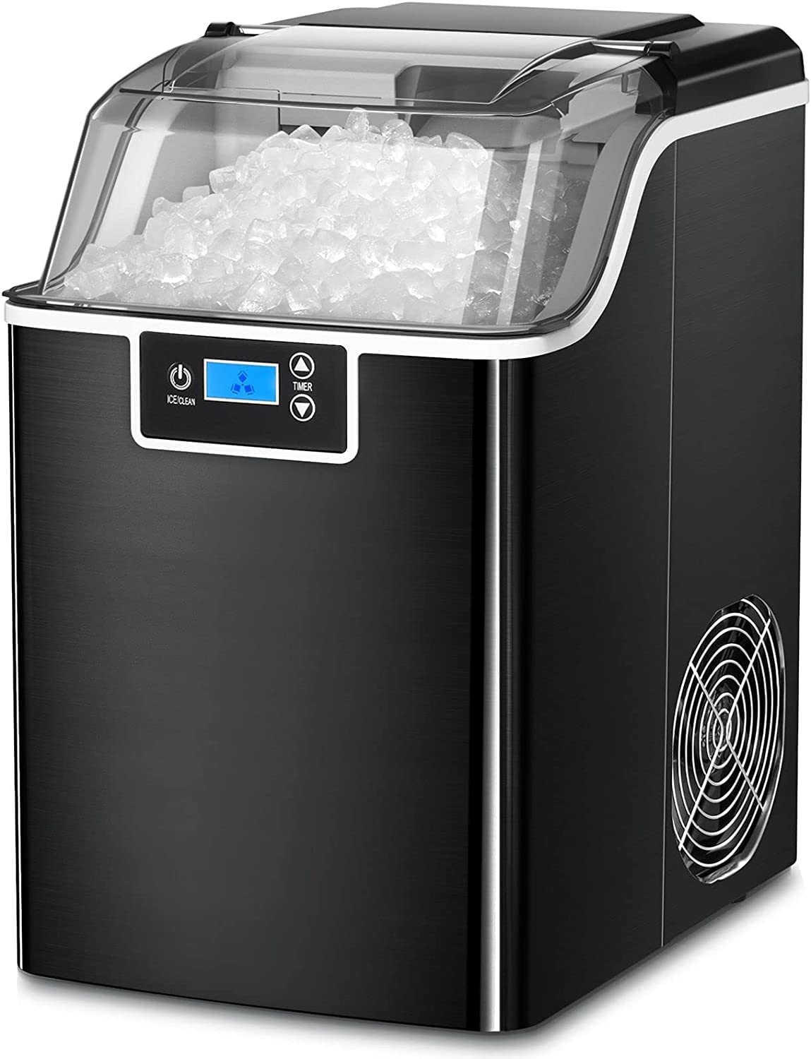 Nugget Ice Maker Countertop with Self-Cleaning,Chewable Pellet Ice Crushed ice 45Lbs/24H,Black 44lbs Black-BN 1