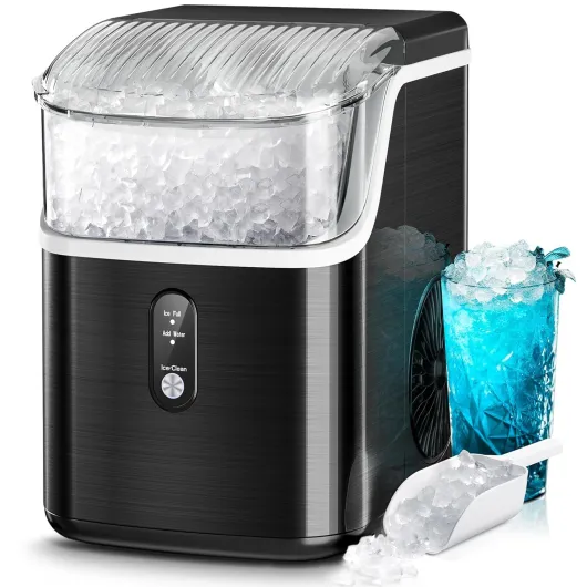 Nugget Ice Makers Countertop,Portable Ice Machine with Crushed Ice, 35lbs/Day,Self-Cleaning,One-Click Operation for Home Use(Black) 35lbs/day Luxury Black 1