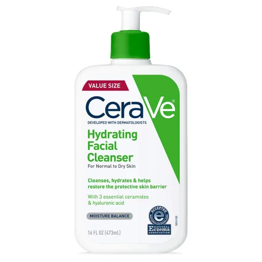 Hydrating Facial Cleanser, Moisturizing Face Wash For Dry Skin, Hyaluronic Acid + Ceramides + Glycerin, Hydrating Cleanser For Normal To Dry Skin, National Eczema Association Certified 16 Fl Oz (Bottle)