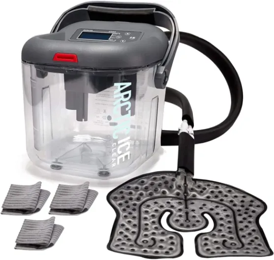 Circulating Cold Water Therapy Ice Machine Gen 2 by Arctic Ice Clear – for Knee, Elbow, Shoulder, Back Pain, Swelling, Sprains, Injuries (Arctic Ice Clear) (with Universal Pad)