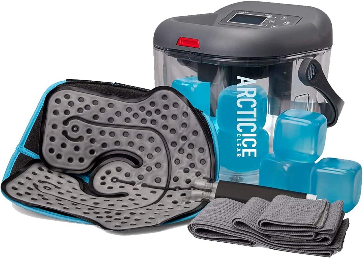 Circulating Cold Water Therapy Kit Gen 2 – Ice Machine with Universal Pad 3-Strap Wrap and 4 Cold Cubes (Arctic Ice Clear Kit)
